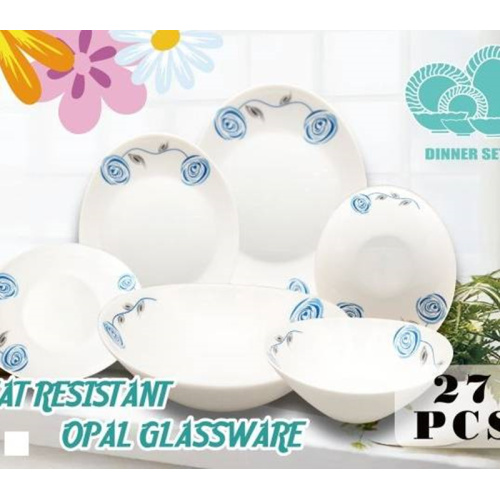 Glass Tableware Set With Floral Pattern