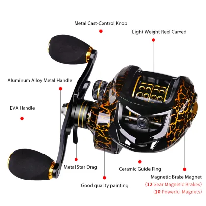7.2:1 Baitcasting Reel with Magnetic Brake for Carp Fishing