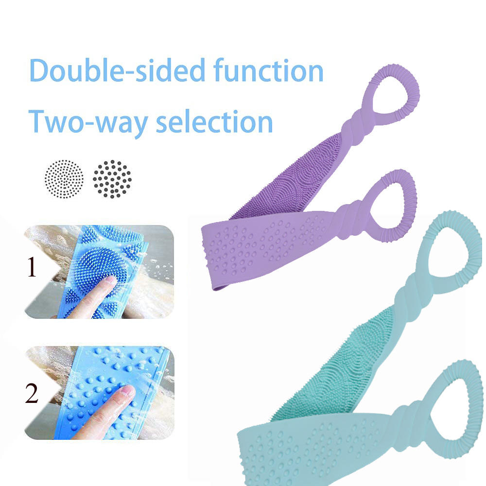 New Design Scrubbing Rub Long Silicone Towel Bath Silicon Back Body Scrubber Brush Belt Set6 Jpg