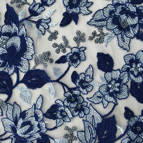 Polyester Yarn Embroidery On Nylon Korea Mesh