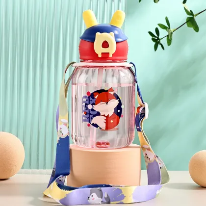 Children's Anti-Fall Cartoon Straw Water Bottle