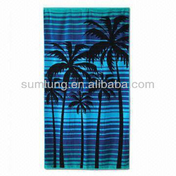 Velour Beach Towel in Bright Vibrant Colors, a Striking Jacquard Woven Design, Perfect for Summer