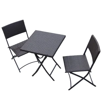 Sailing Leisure Outdoor Patio Rattan Furniture Iron Bistro Set 3-Pcs Set