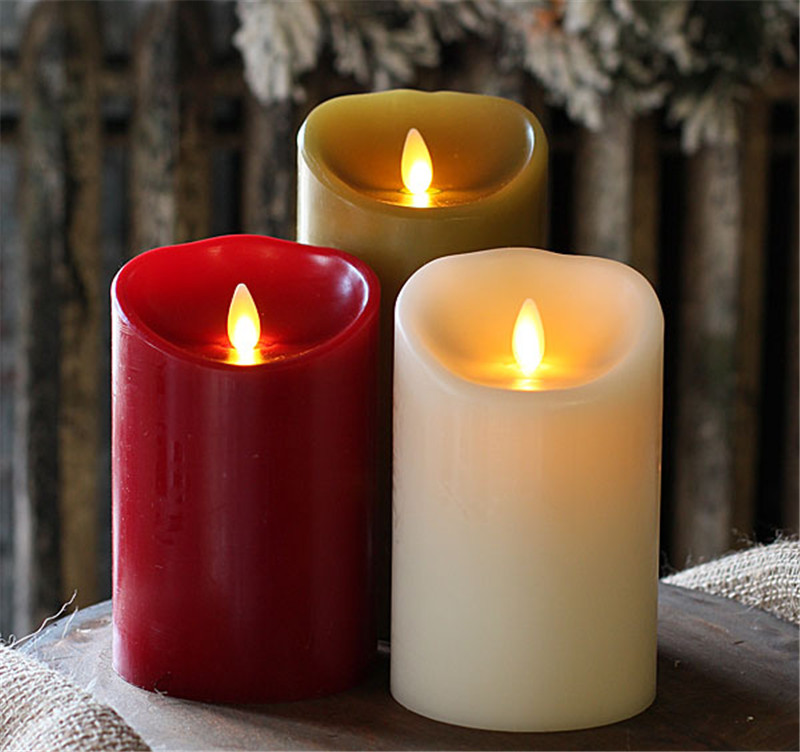 Colored Electric Led Flameless Pillar Candles Set