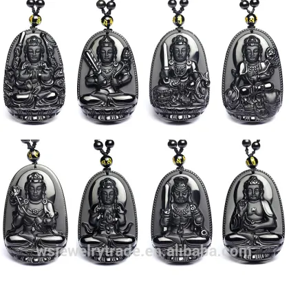 Crystal Necklace guardian angel Imitation of obsidian