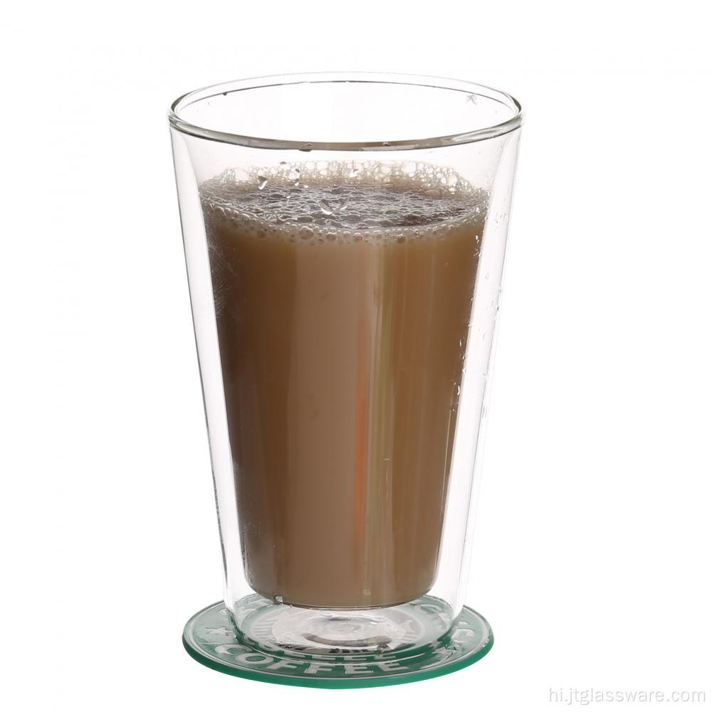कॉफी के लिए 400 मिलीलीटर हस्तनिर्मित डबल वॉल ग्लास कप