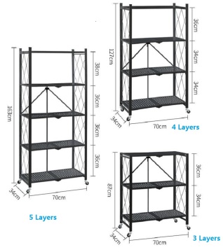 2024 Low Price 5 Tier Foldable Metal Storage Rack for Home Kitchen