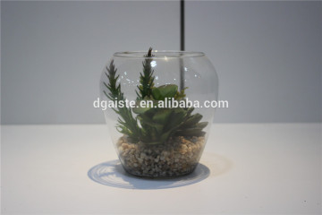 hot sale plastic artificial bonsai decoration with glass pot