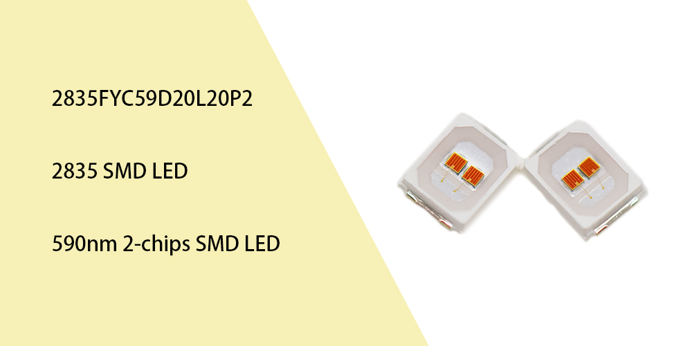 590nm 2835 SMD LED Yellow 2 chips