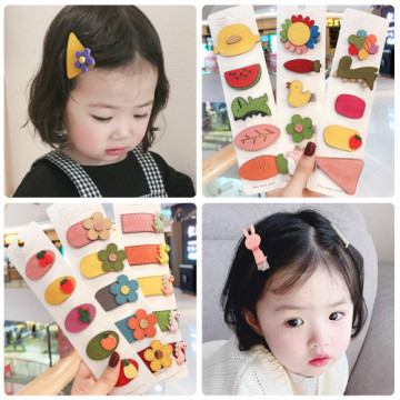 5/10Pcs/Set Girls Cute Cartoon Animals Fruit Leather Hairpins Children Lovely Hair Clips Barrettes Baby Kids Hair Accessories