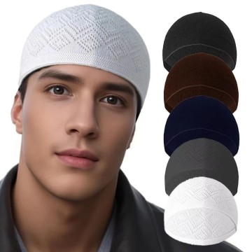 Uomini cappelli di preghiera musulmani Cappello Kufi traspirato - copricapo islamico per Ramadan Eid