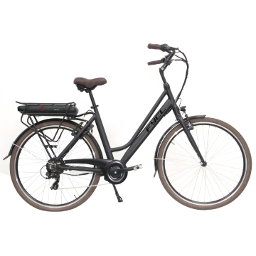 उच्च गुणवत्ता वाले 700C मिश्र धातु फ्रेम इलेक्ट्रिक सिटी बाइक 36V 10.5AH बैटरी के साथ और शीर्ष चीनी निर्माता से वयस्कों के लिए वी ब्रेक