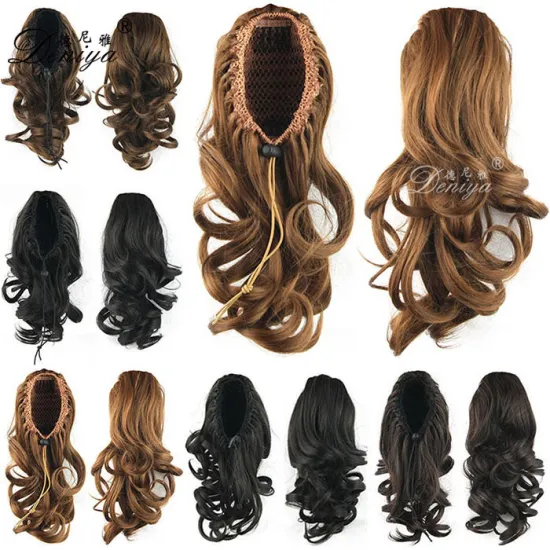 Top quality drawstring ponytail with clips low price hairpieces