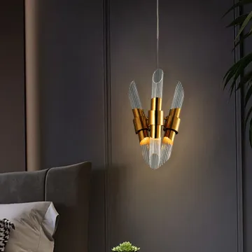 Bedroom Glass LED Chandelier Pendant Light