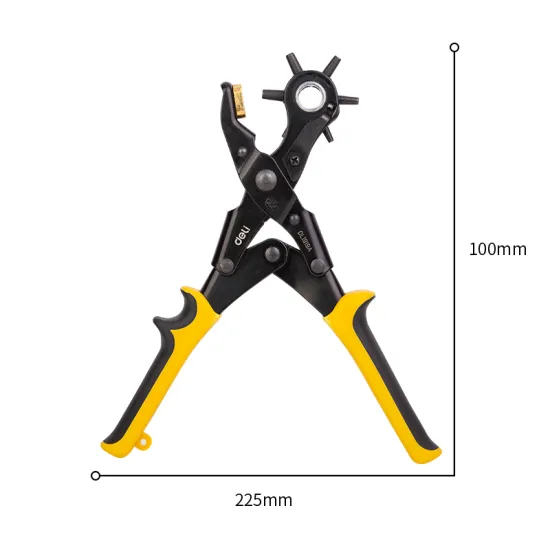 Deli EDL1919A tools ergonomic handle leather craft hole metal revolving brass 9'' labor-saving punching pliers