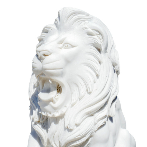 エレガントな白い大理石のライオンズプレミアムガーデンの彫刻