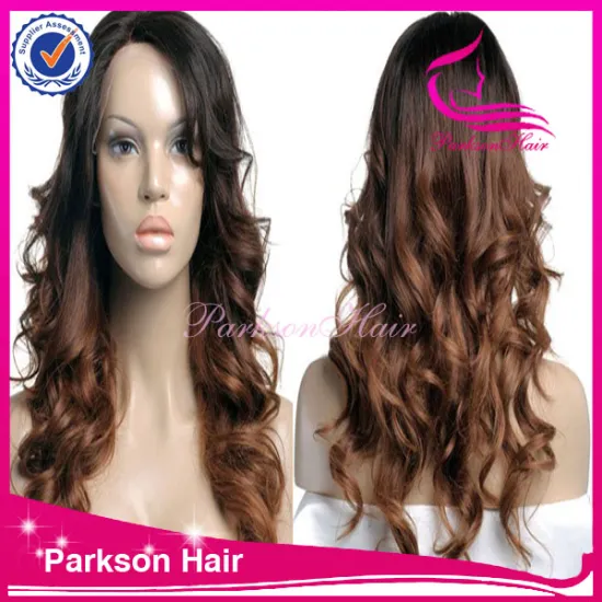 Wholesale 100% brazilian body wave hair glueless ombre color with bangs top quality 8-24inch human hair two tone full lace wig