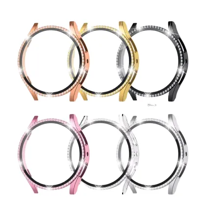 Luxury Watch Protection Film and Bling Diamond Case for Samsung Galaxy Watch 4/5 44mm 40mm