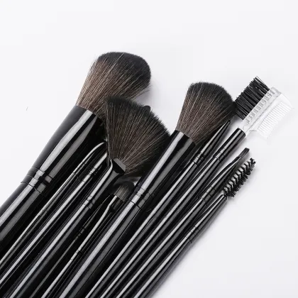 Black Makeup Brush With  Pu Bag