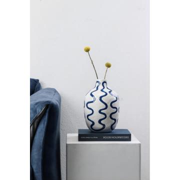 Vase Of Phulang Ceramics Blue Stripe Ceramics Vase Manufactory