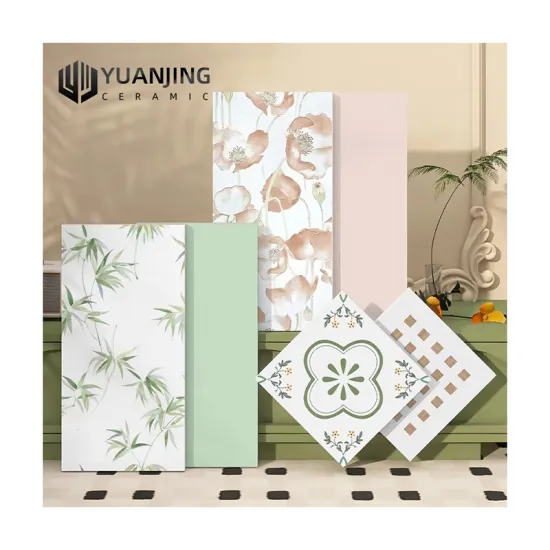 300x600mm Pink and Green Porcelain Tiles: Ideal for French Style Bathrooms, Kitchens, Walls, Floors, and Balconies with Small Flower Patterns