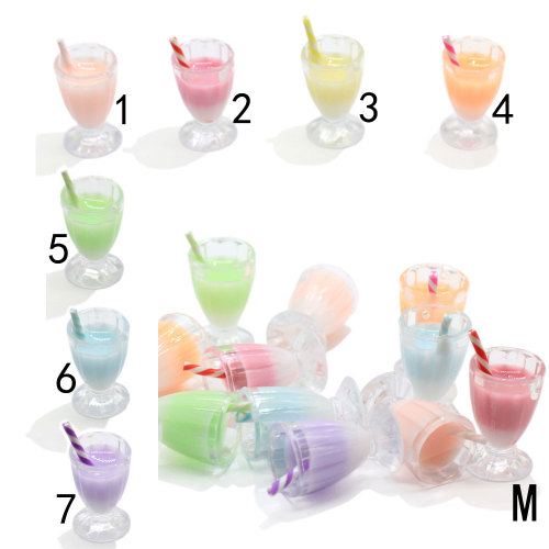 100PCS Colorful Dollhouse Miniature 3D Resina Latte Tè Tazza di succo di frutta Gioca Charms artigianali in resina per la fabbricazione di artigianato fai-da-te