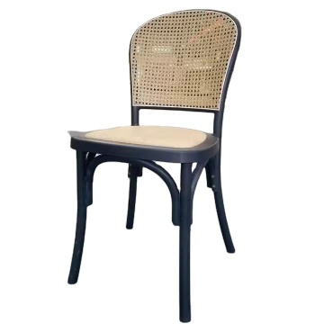 Black Rattan Seat Wedding Dinner Chair - Plastic Dining Option" 

However, to make it more SEO-friendly and concise, you might consider:

"Black Rattan Wedding Dining Chair - Plastic Seat