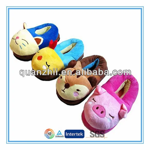 Lovely plush animal pig slippers for women