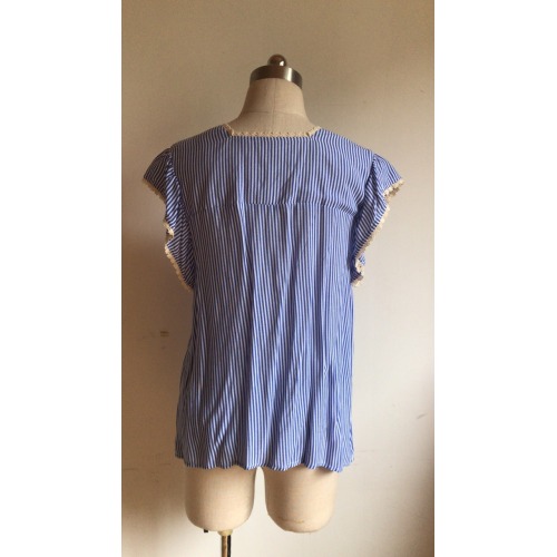 Sweet Short Sleeve of Stripe Printed Ladies Blouse