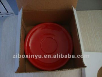 12cm Red color ceramic plate for promotion