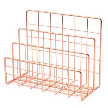 ชั้นวางนิตยสาร Metal Standing - ตะกร้าหนังสือและไฟล์สำหรับเดสก์ท็อป