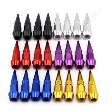 Custom Alloy Aluminum Chrome Spike Air Valve Covers for Black Car Tire Stem Caps