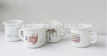Wholesale antique takeaway coffee cups travel mug 8cm stainless steel custom enamel camping mug with logo printing