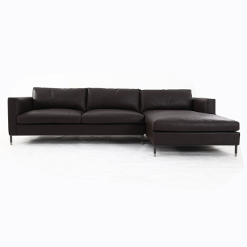 Italian Black Aniline Leather Larson Sofa