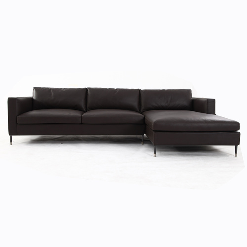 Italienisches Larson Sofa aus schwarzem Anilinleder