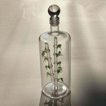 Bamboo Glass Bottle With Glass Lid