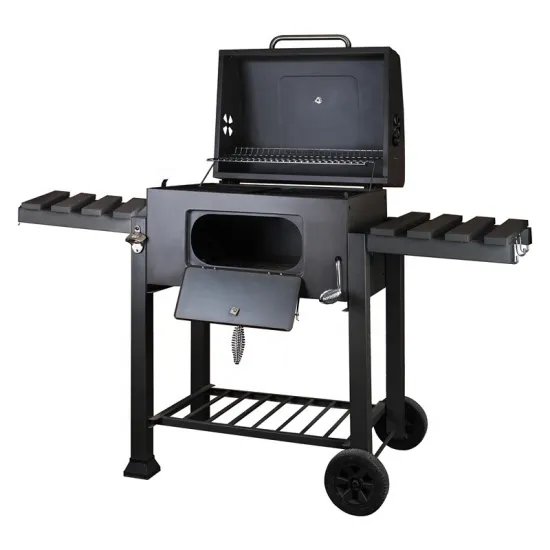 Outdoor Adjustable Height Heavy Duty Backyard cast iron BBQ charcoal grill With Side Shelf