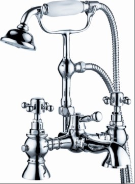 deck-mount classic bathroom brass faucet with ceramic handles