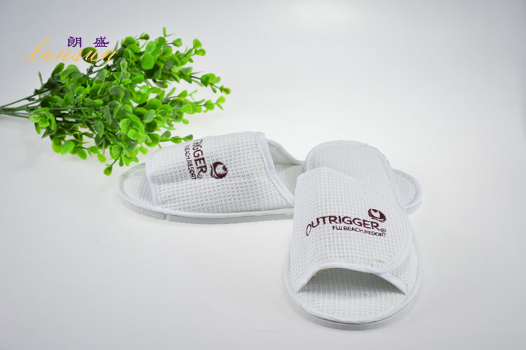 Waffle Velcro Slipper Velcro Embroidery Logo Slipper