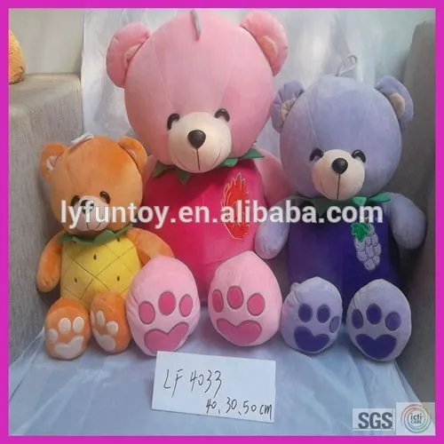Stuffed soft plush bear with fruit skirt , nice gift toys