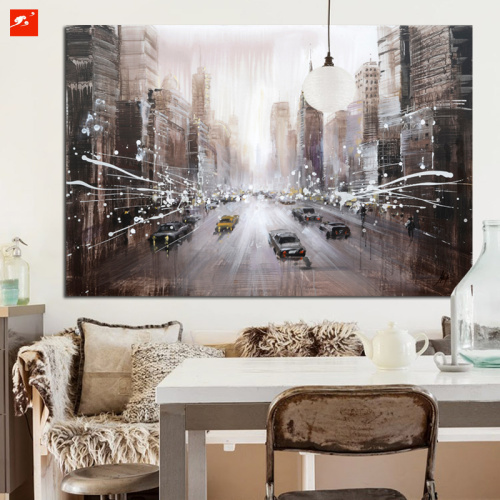 Brown City Downtown Oil Painting