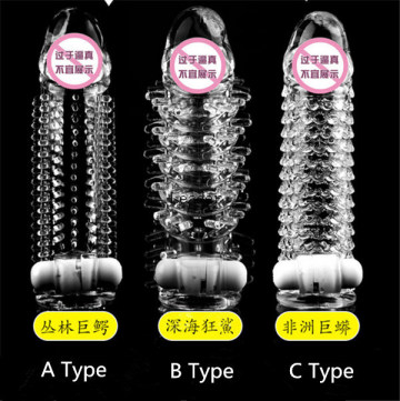 Vibrating Penis Sleeve Condoms Textured Erection Sleeve Penis Extender Enhancer Novelties Sex Toys for Men