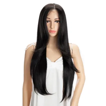 30 inches Swiss T Lace Synthetic Hair Wigs Long Natural Hairline High Temperature Silky Straight Wave Lace Front Wigs For  Women