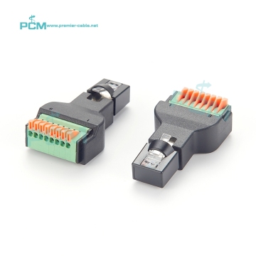 Ethernet RJ45 Male to 8Pin Pluggable Terminal Block Adapter: CAT5 and CAT6 Compatibility Guide