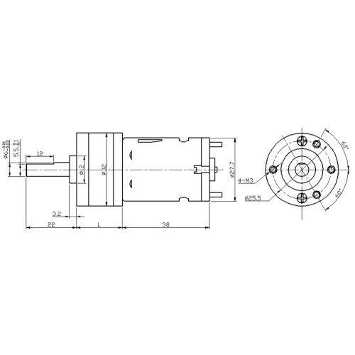32mm Micro Gear Reduction Boxes DC Motor