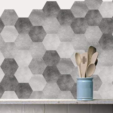 Limestone Floor Stickers Kitchen Bathroom Waterproof Wear-resistant Removable Hexagonal Sticker Mural Home Decoration Supply