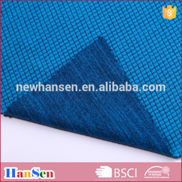 Cationic dye polyester melange sports wear fabric with back side check brushed