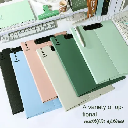 Morandi Leather A4 Data Storage Book - Multifunctional Vertical File Clipboard