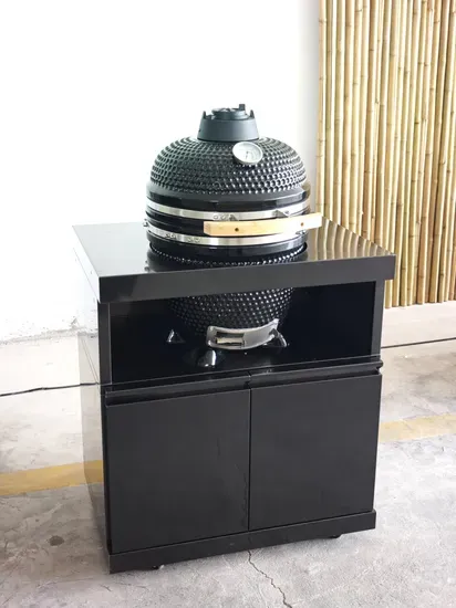 18" 304 Stainless Steel Kamado Ceramic Smoker Grill with Charcoal Patio Cabinet BBQ Egg Design