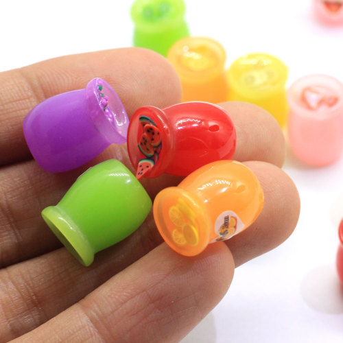 Simulation Mini Fruit Jam Cup Shaped 3D Resin Cabochon For Handmade Craft Decoration Desk Ornaments Charms